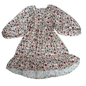 Mango Kids Girl Floral Cottage Babydoll Dress Raglan Ballon Long Sleeve Size 10